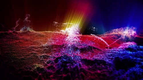 Abstract Colorful Particle Waves and Light Rays Background Animation