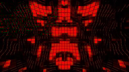 Red Metallic Grid Of Moving Squares Background Vj Loop l 4K