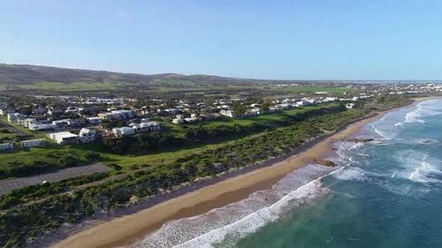 Beautiful seaside town by Boomer Beach in Port Elliot, Australia - Aerial