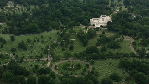 Washington, D.C. Circa-2017, Aerial View of Arlington National Cemetery and Memorial Amphitheater