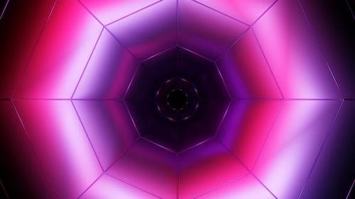 Abstract technological background with hexagonal tunnel and neon