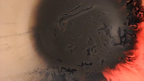 Abstract Ink Explosion of Orange and Dark Colors