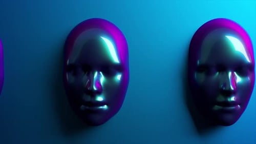 Futuristic Head Portrait with Holographic Gradient Texture Artificial Intelligence and Digital