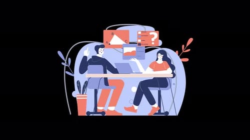 Business Collaboration Animated Illustration in Flat Design