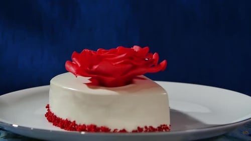 Rotating Piece of Delicious Red Velvet Cake