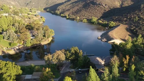 Lake and Mountains Aerial 4K