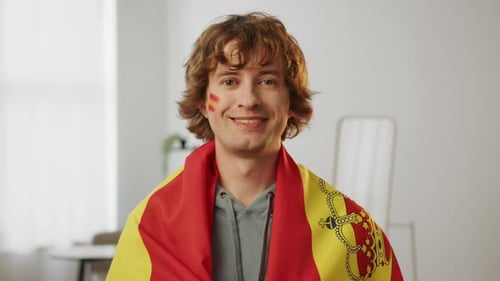 Young Adult Portrait with National Flag Inside