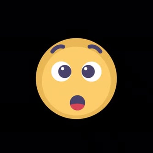 Surprised emoji face on black background