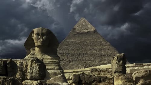 Pyramid and Sphinx and Storm Clouds