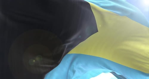 Realistic Slow Motion Bahamas Flag Waving Loop