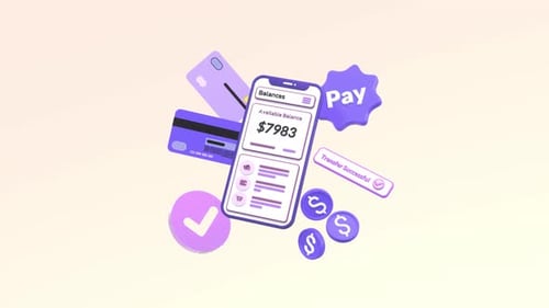 Paiement en ligne, portefeuille mobile, application bancaire, concepts financiers.