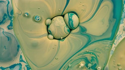 Abstract Bubbles and Swirls of Teal and Green