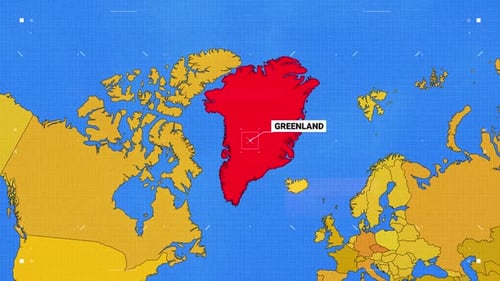 Greenland Map Yellow And Blue Color New Style