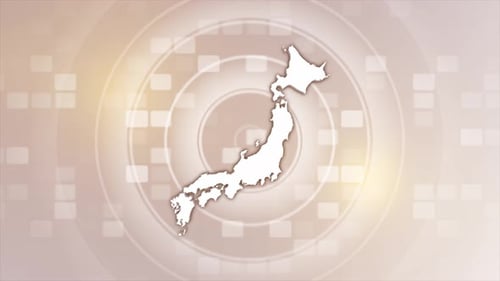 Animated Japan Map Outline Reveal with Modern Geometric Background