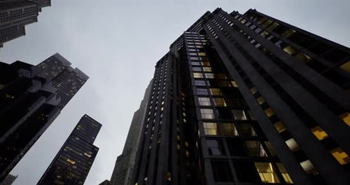 Modern Corporate Skyscrapers View Against Cloudy Sky