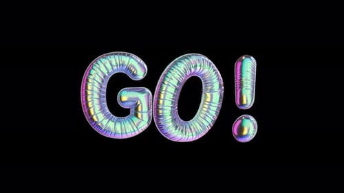 Holographic Balloon Countdown with GO Text Reveal