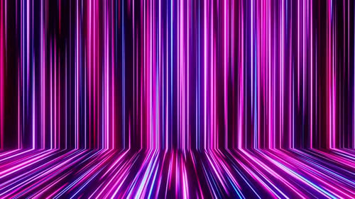 Rote und blaue Linien verlaufen über Wand und Boden. Schleifenanimation