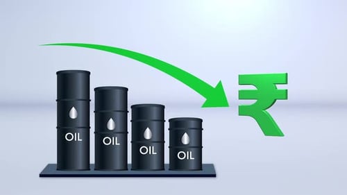 Animated Bar Chart Showing Oil Price Drop with Rupee Symbol