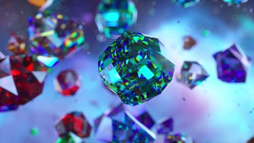 Abstract Colorful Faceted Gems Floating Background Animation