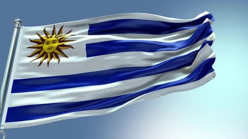 Uruguay National Flag Waving Realistic 3D Animation