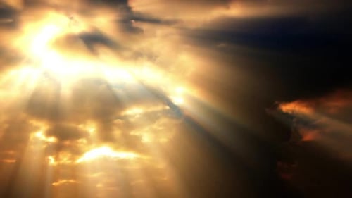 Dramatic Sunbeams Through Moving Clouds Animated Background