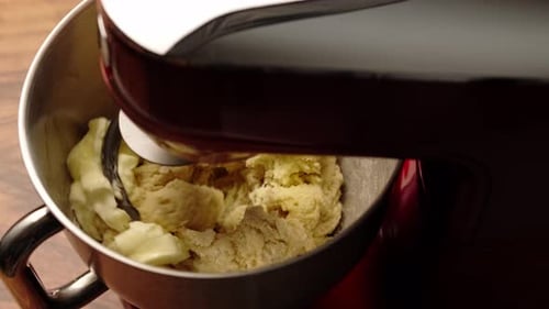 Stand Mixer Blending Butter into Dough for Baking