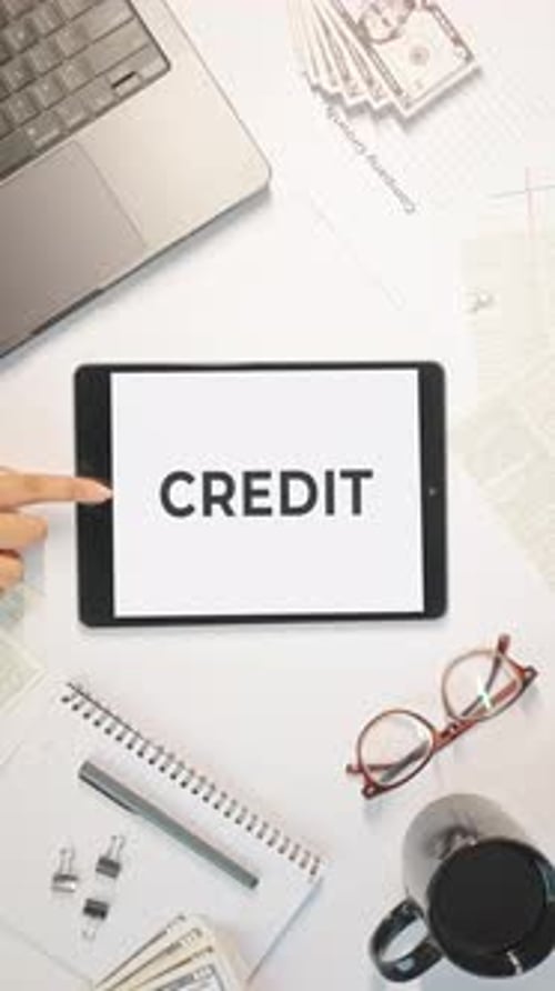 Credit on a Tablet in Business Workspace