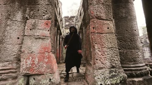 Demon Playing With His Sword At Temple