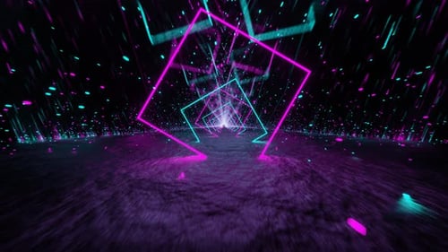 Blaues und rosafarbenes neonleuchtendes, verspiegeltes Höhlenhintergrund, VJ Loop in 4K