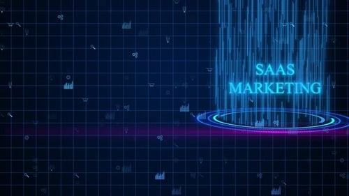 SAAS Marketing Digital Title Reveal with Futuristic Grid Background