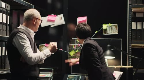 Investigators Reviewing Case Details in Office