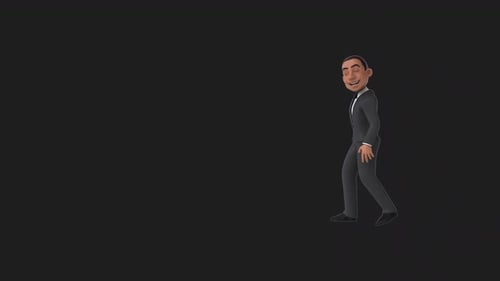 Fun 3D cartoon business man talking (with alpha channel)