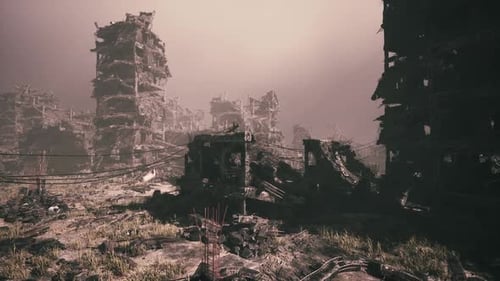 Devastated Urban Landscape of a City Destroyed By Military Conflict