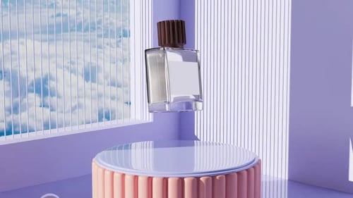 Minimalist 3D Product Bottle Rotating Display