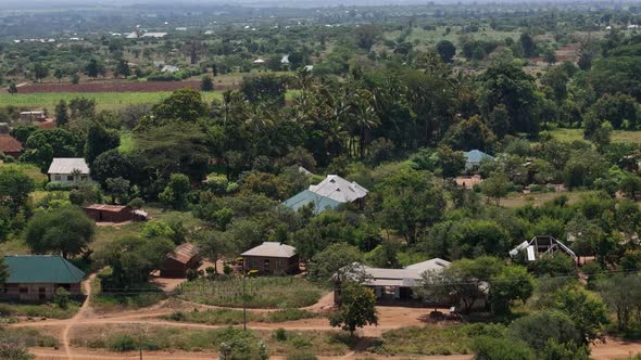 Scenic African Landscape with Baobab Trees Near Moshi Tanzania, Nature