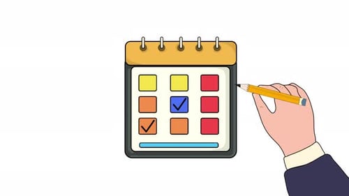 Animated Hand Marking Checklist on Calendar Icon