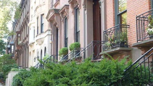 New York City Townhouse Building Brooklyn Heights Residential Brownstone House Architecture in USA