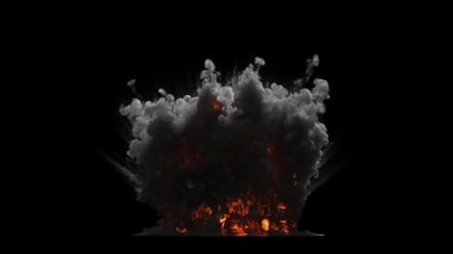 Große Explosions-Fernaufnahme auf transparentem Hintergrund