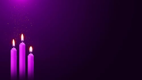 Animated Purple Advent Candles with Golden Sparkles
