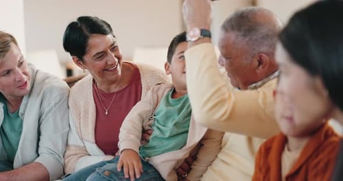 Multigenerational Family Celebrates, Smiles, and Laughs Together