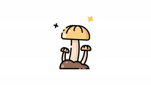 Cute Animated Mushroom Growth with Sparkles