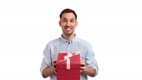 Young Adult Man Gives Birthday Gift