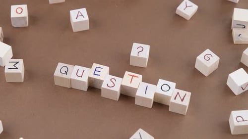 Word Question Spelled Out in Cube Letter Blocks