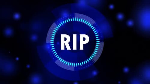 RIP, acronyme, schéma des technologies commerciales, icônes circulaires et icônes sociales d'entreprise, boucle Full HD