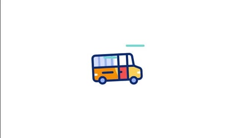 Modern Animated Bus Icon Motion Graphic