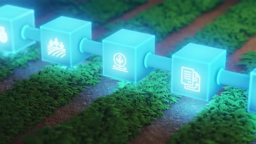 Digital Agriculture Technology Process with Glowing Icons