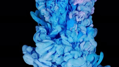 Blue Ink in Water Ink Reacting in Water Slow Motion Black Background