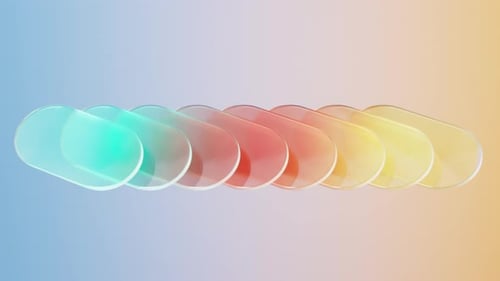 Glass gradient geometry background video, 3d rendering.