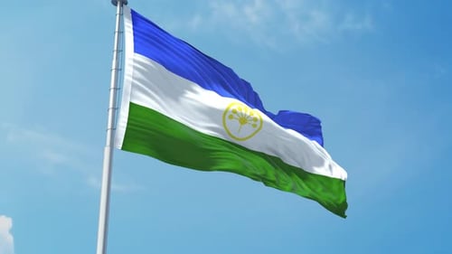 Realistic National Flag Waving in the Wind on Blue Sky