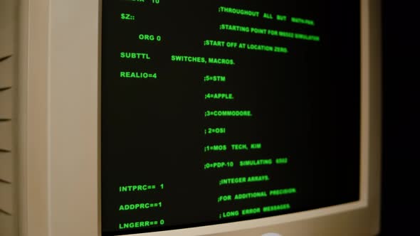 Retro Pc with Loading Code Console Programmer Making Scripts Green ...